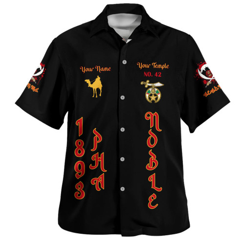 Prince Hall Shriners Hawaiian Shirt Custom PHA Nobles Mystic Shrine AEAONMS Desert Pyramid Black