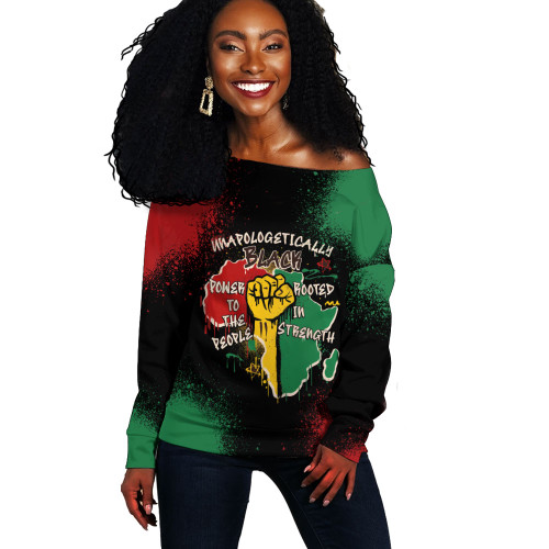 Black History Off Shoulder Sweatshirt Power In Our Roots