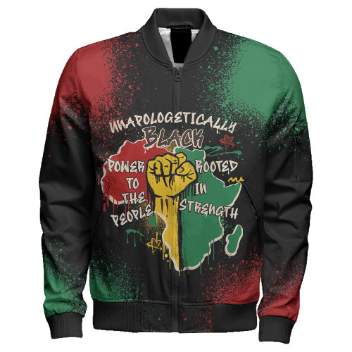Black History Zipper Bomber Jacket Power In Our Roots