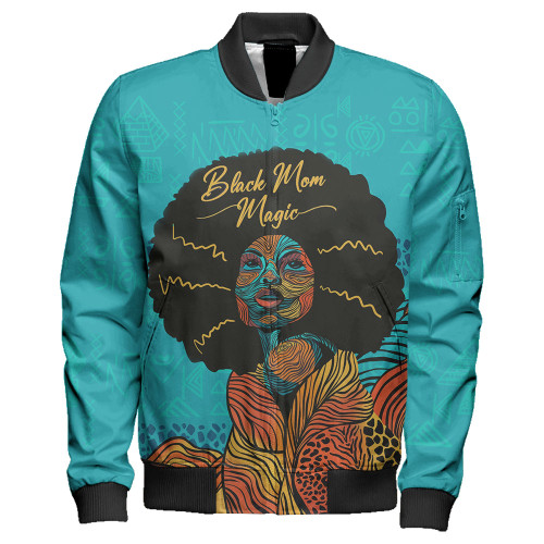 Black Identity Zipper Bomber Jacket Black Mom Magic