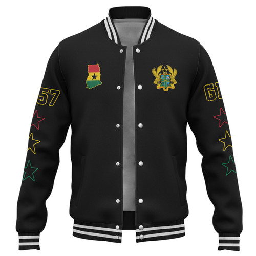 Ghana Baseball Jacket Coat Of Arms Varsity Style