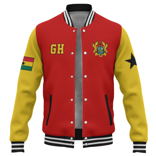 Ghana Baseball Jacket Coat Of Arms Letterman Style