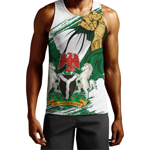 Nigeria Tank Top Fisted Hand Holding Nigerian Flag