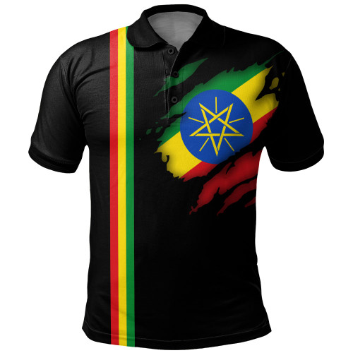 Ethiopia Polo Shirt Flag Crack Style