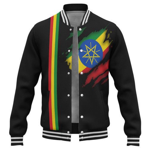 Ethiopia Baseball Jacket Flag Crack Style