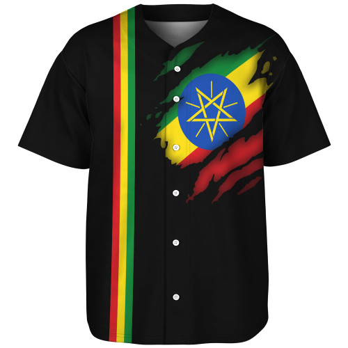 Ethiopia Baseball Shirt Flag Crack Style