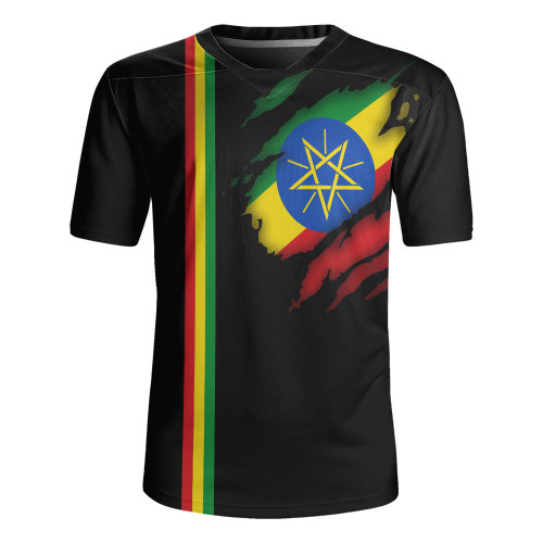 Ethiopia Rugby Jersey Flag Crack Style