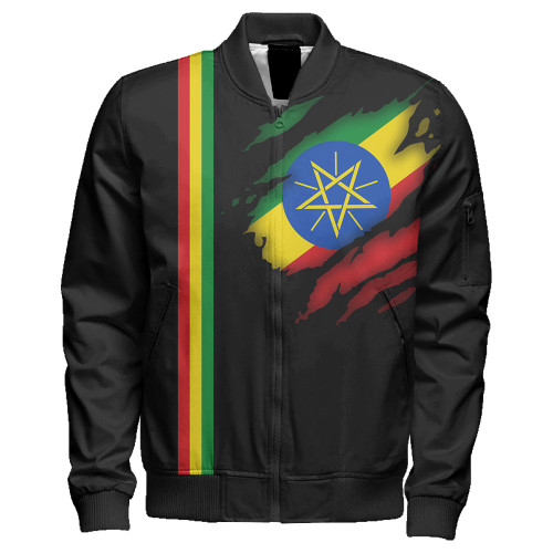Ethiopia Zipper Bomber Jacket Flag Crack Style