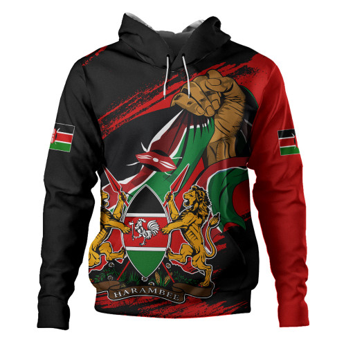 Kenya Hoodie Fisted Hand Holding Kenyan Flag