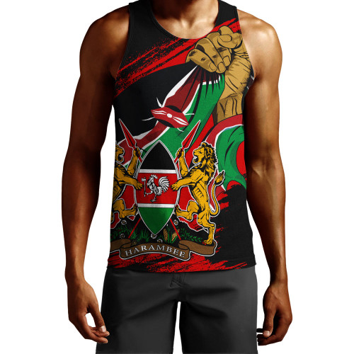 Kenya Tank Top Fisted Hand Holding Kenyan Flag