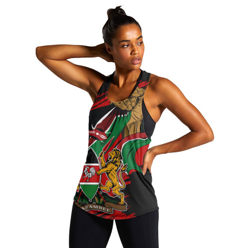 Kenya Women Tank Fisted Hand Holding Kenyan Flag