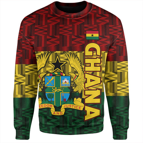Ghana Sweatshirt Map Africa Kente Pattern Style