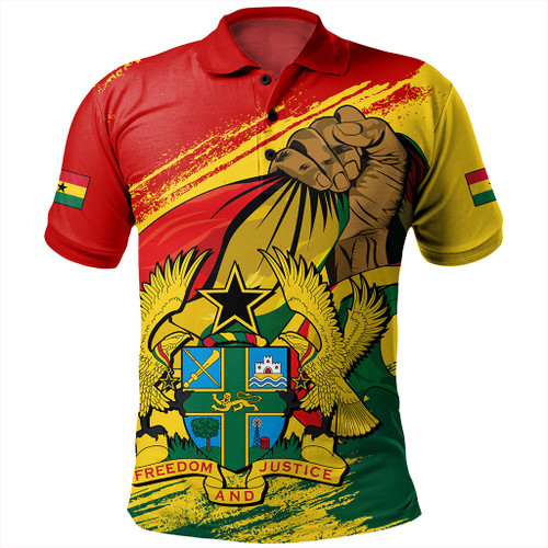 Ghana Polo Shirt Fisted Hand Holding Ghanaian Flag