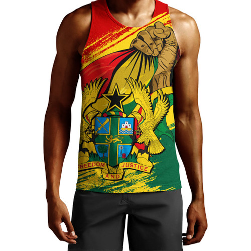 Ghana Tank Top Fisted Hand Holding Ghanaian Flag