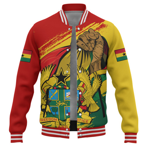 Ghana Baseball Jacket Fisted Hand Holding Ghanaian Flag