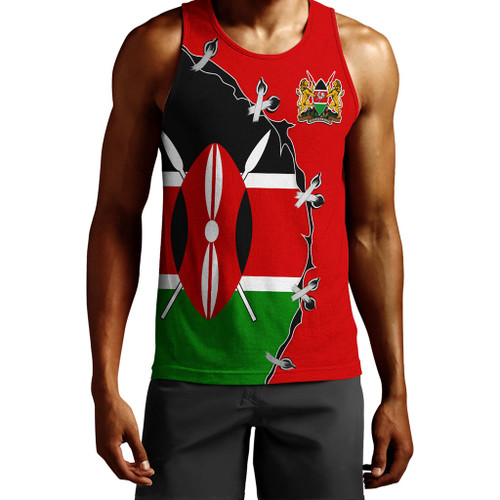 Kenya Tank Top Flag With Coat Of Arms