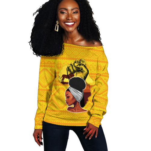 Black Identity Off Shoulder Sweatshirt African Power Women