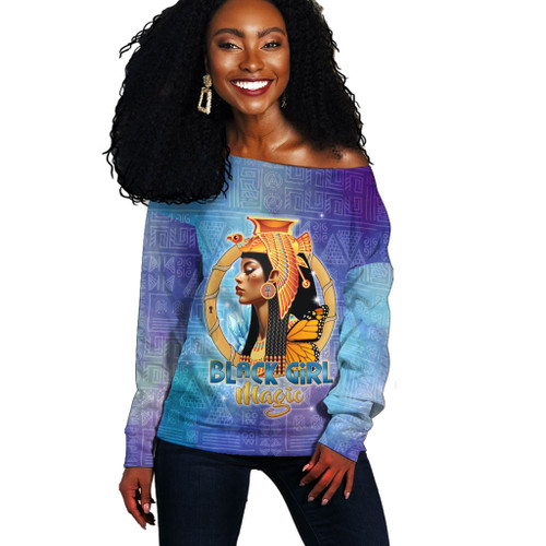 Black Identity Off Shoulder Sweatshirt Black Girl Magic Egypt