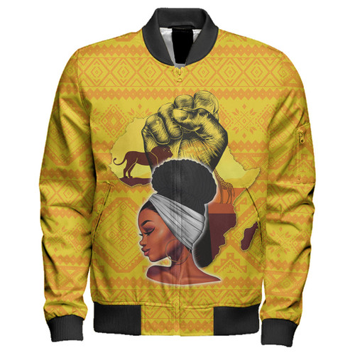 Black Identity Zipper Bomber Jacket African Power Women