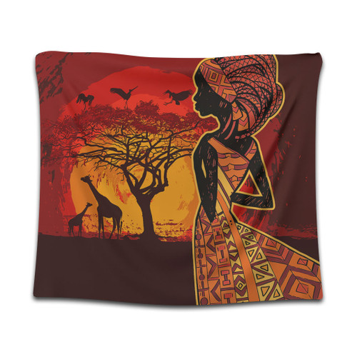 Black Identity Tapestry African Woman Sunset