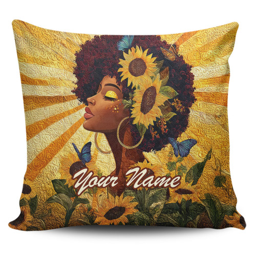 Black Identity Pillow Cases Custom Black Women Sunflower Queen