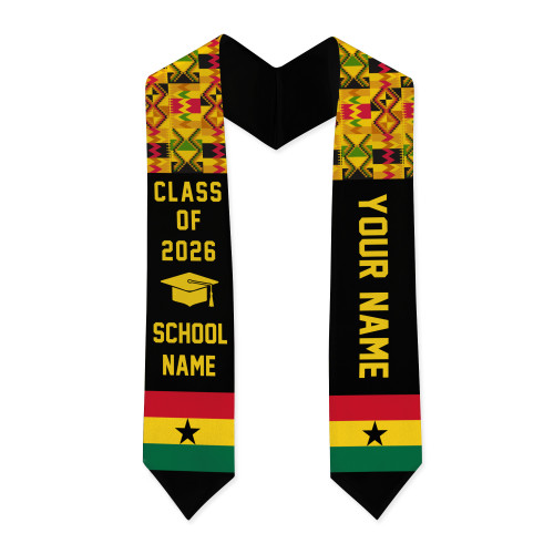 Ghana Graduation Stole Custom Flag Kente Cloth