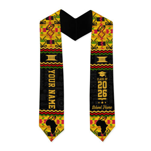 Africa Graduation Stole Custom Map Ethnic Class Of 2026