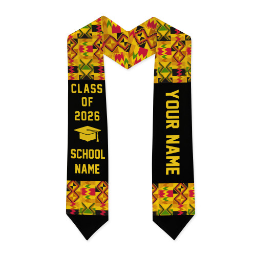 Africa Graduation Stole Custom Kente Pattern Class Of 2026 Classic Style