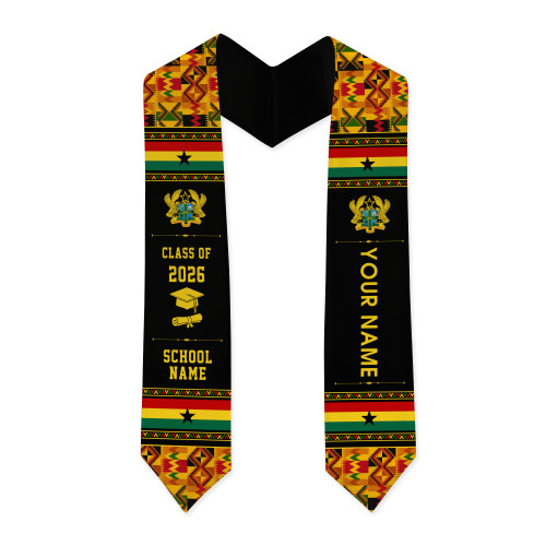 Ghana Graduation Stole Custom Class of 2026 Ghanan Flag Royal Kente Style