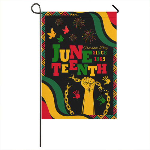 Juneteenth Garden Flag Freedom Fist Broken Chain Pan African Design