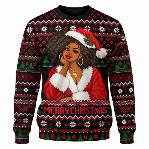 Black Culture & Pride Sweatshirt Black Girl Magic Pointing Finger Ugly Christmas Style