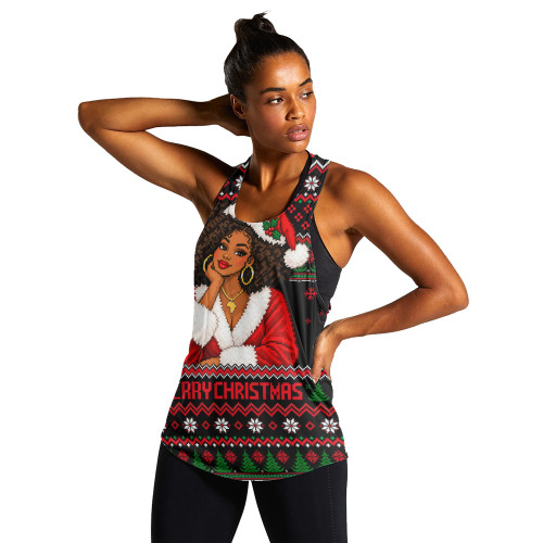 Black Culture & Pride Women Racerback Tank Black Girl Magic Pointing Finger Ugly Christmas Style