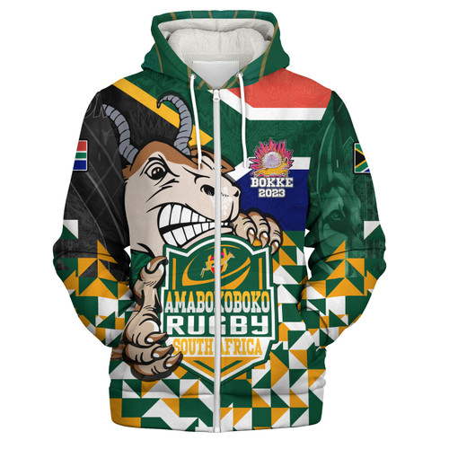 South Africa Sherpa Hoodie Custom SA Rugby Springboks Pride 2023 Hexagon Jersey