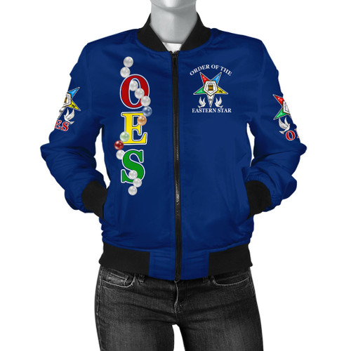 Order of the Eastern Star Bomber Jacket Pearls Blue
