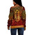 Egyptian Off Shoulder Sweatshirt Anubis Pattern In Red