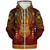 Egyptian Sherpa Hoodie Anubis Pattern In Red