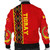 Tigray Zipper Bomber Jacket - African Patterns Tigray Maps Africa Pattern Red Zipper Bomber Jacket