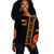Tigray Off Shoulder Sweater, Tigray Maps Africa Pattern Black