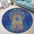 Egypt Round Rug Egyptian Pharaoh Pattern In Blue