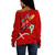 Order of the Eastern Star Off Shoulder Sweatshirt Red Rose Flower