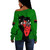 Pan-African Off Shoulder Sweatshirt Map African With Chain Breaking