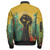 Black History Zipper Bomber Jacket Black Power Fist Matte Art