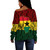 Ghana Off Shoulder Sweatshirt Map Africa Kente Pattern Style