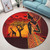 Black Identity Round Rug African Woman Sunset