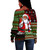 Black Culture & Pride Off Shoulder Sweater Black Santa Claus Christmas Pixel Art