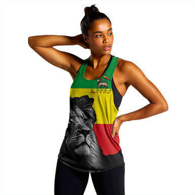 Personalized Ethiopia Women Racerback Tank with Lion of Judah and African Pattern Design LT01 main image 0