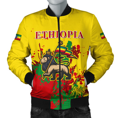 Ethiopia Saba Kemis Habesha Style Sleeve Zip Bomber Jacket Black Color LT15