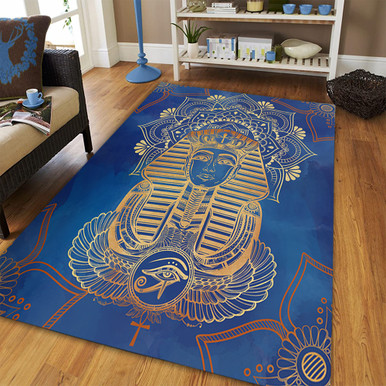 Egypt Area Rug Egyptian Pharaoh Pattern In Blue