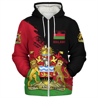 Personalized Malawi Sherpa Hoodie with Coat of Arms Flag Style LT01 main image 1