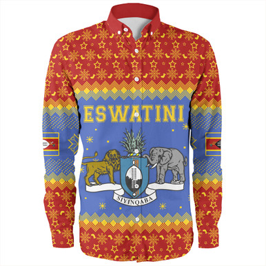 Swaziland Eswatini Long Sleeve Shirt Coat of Arms Lion Elephant Shield Leopard Print Design TS04 main image 0